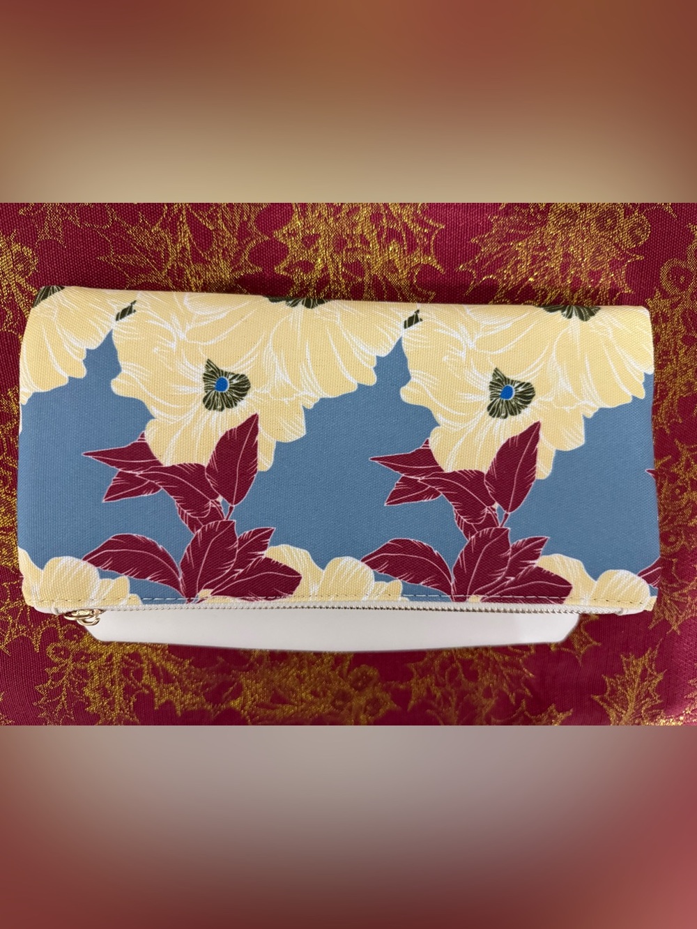 Rachel Pally Floral Fold-Over Clutch in Blue, Yellow & Burgundy